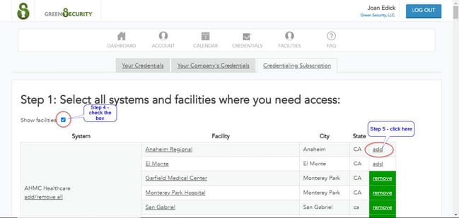 Show facilities box screenshot