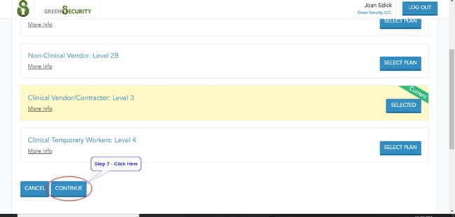 Screenshot with the "Continue" button circled.