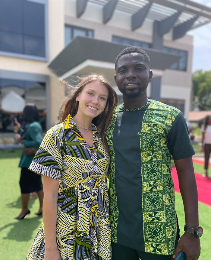 Shelby Cobb poses with a colleague in ghana