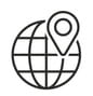 Globe icon with location arrow.