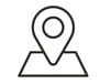 Icon of location arrow on a flat map.