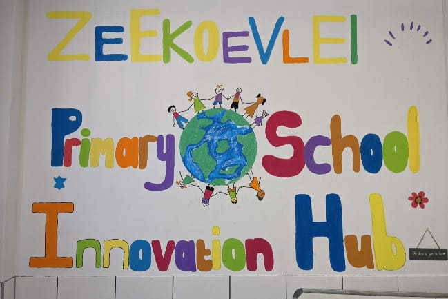 A primary school innovation hub sign in South Africa.