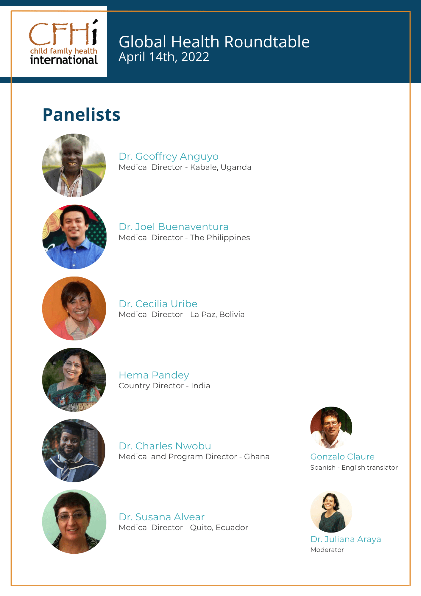 CFHI Roundtable flyer with list of attendees.