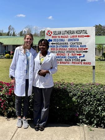 Nancy Hagood in Tanzania with a colleague.
