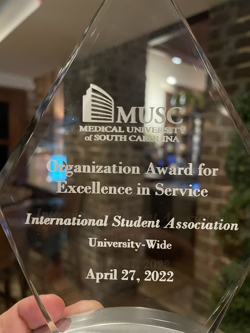 A close up of the ISA Service Award