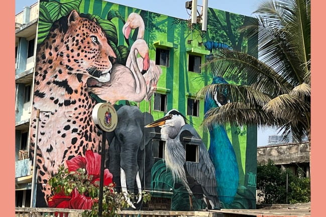 Mural of a jaguar in India.