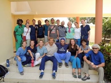 A group photo outside of a clinic in Haiti.