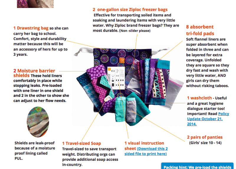 An image of a guide to creating menstruation products.