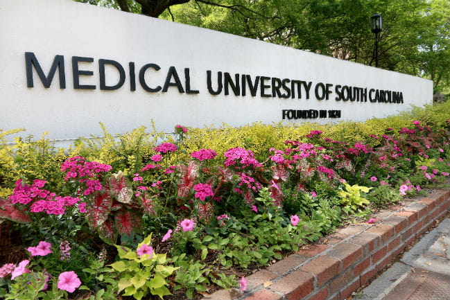 Image of a sign at the campus entrance that reads Medical University of South Carolina