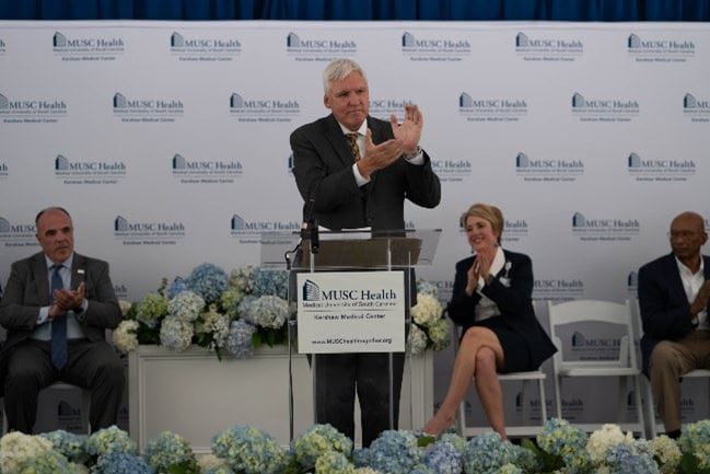 Dr. Cole on the podium at the MUSC Kershaw opening.