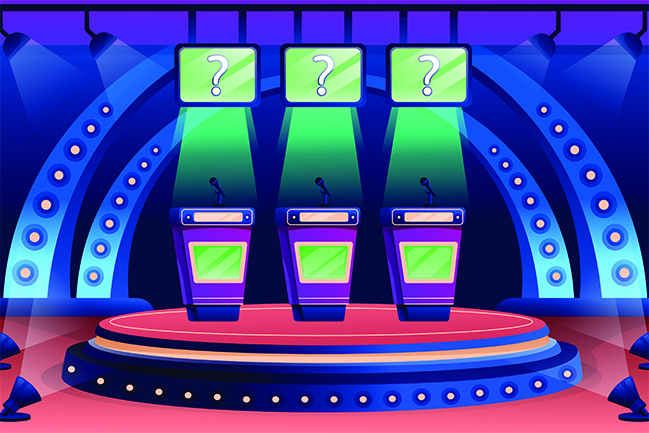 Cartoon illustration of a game show set