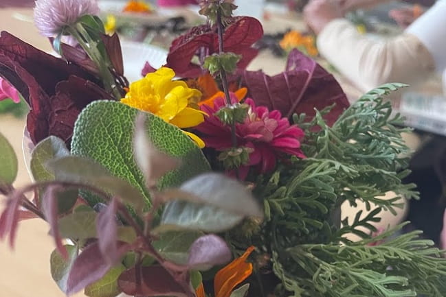 Close-up of a floral arrangement.