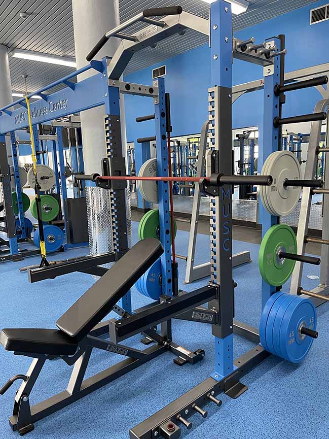 View of weight room equipment