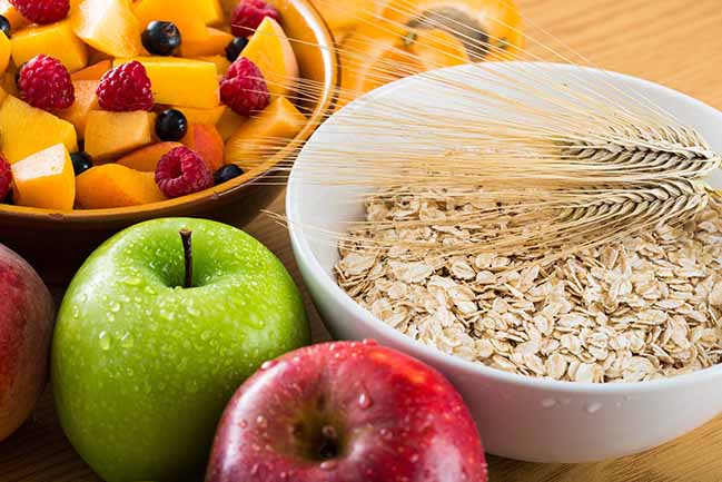 Various sources of fiber: apples, oats, wheat, etc.