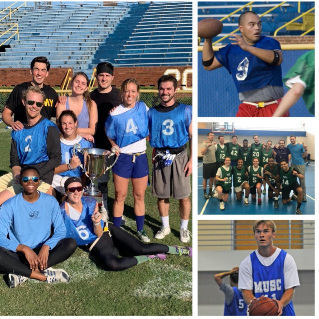 Photos of students engaging in intramural sports