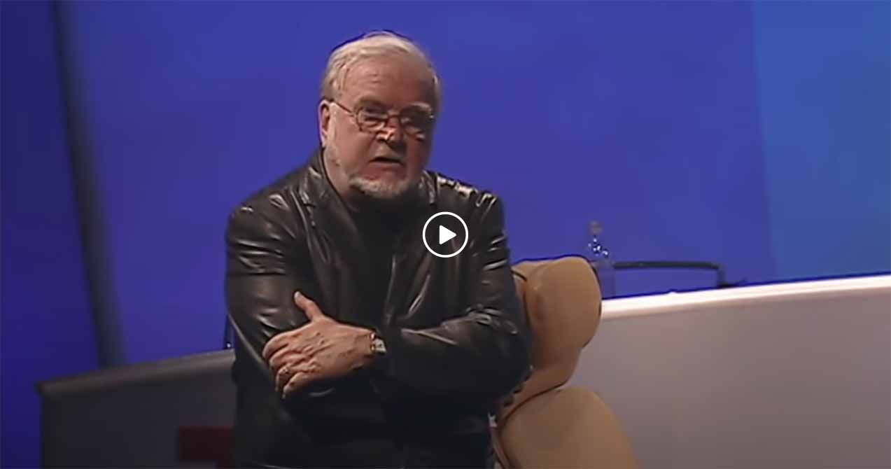 Psychologist Mihaly Csikszentmihalyi speaks during a TED Talk.