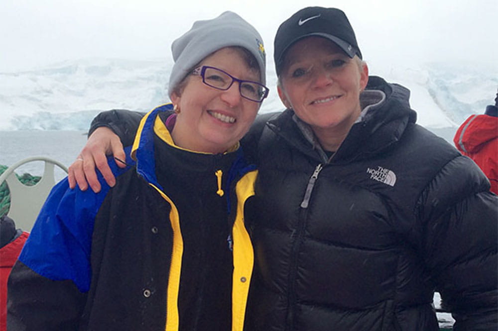 Dr. Lynn Schnapp and nurse practitioner Catherine Rubinstein in Antarctica