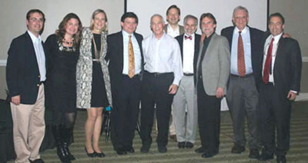 Dr. Steven Sahn, center, for his service as director of the Division of Pulmonary, Critical Care and Sleep Medicine in 2013.