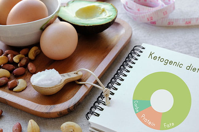 This photo illustration shows some of the food included in the high-fat, low carb ketogenic diet.