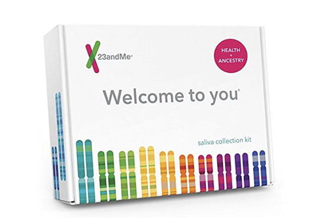 This screenshot from Amazon.com shows a 23andMe kit for sale.