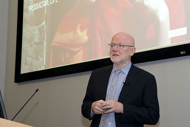 Dr. Chris Elias gives the keynote speech at MUSC's Global Health Week. Photos by Anne Thompson