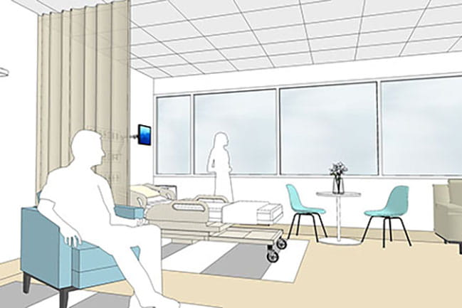  An artist's rendering shows what the NICU couplet rooms may look like.