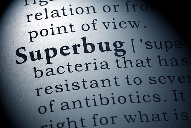 Dictionary page turned to superbug entry