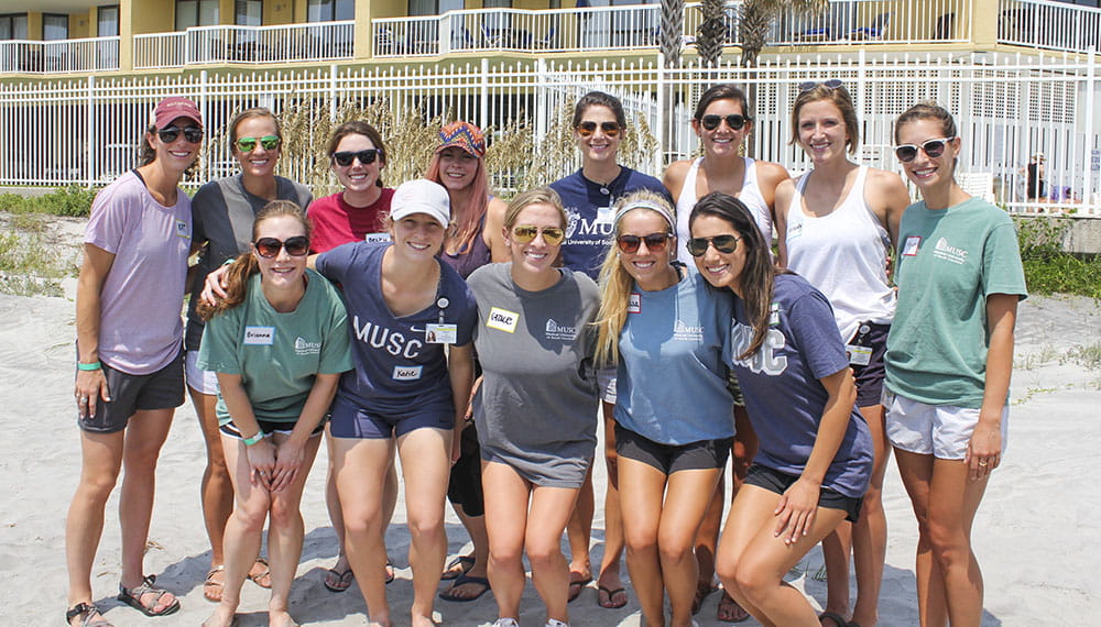 Students spend their first day of an occupational therapy class at Folly Beach. Photos provided