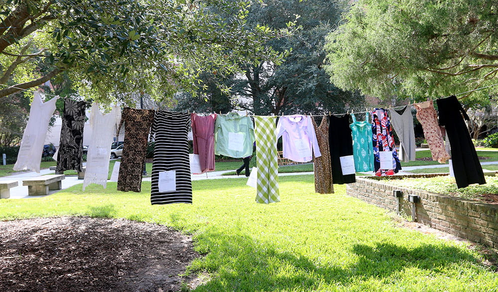 clothing representing victims of domestic violence