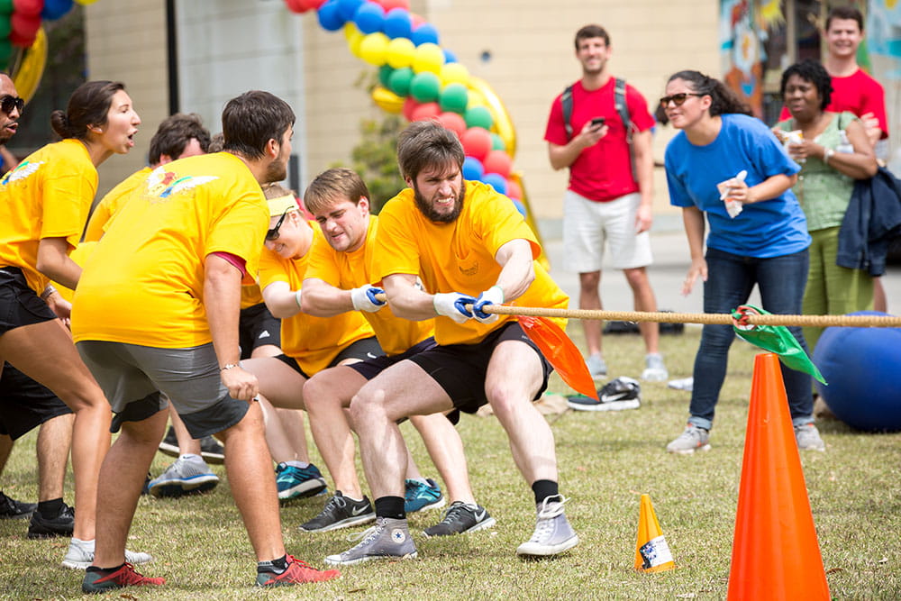 Students in tug of war