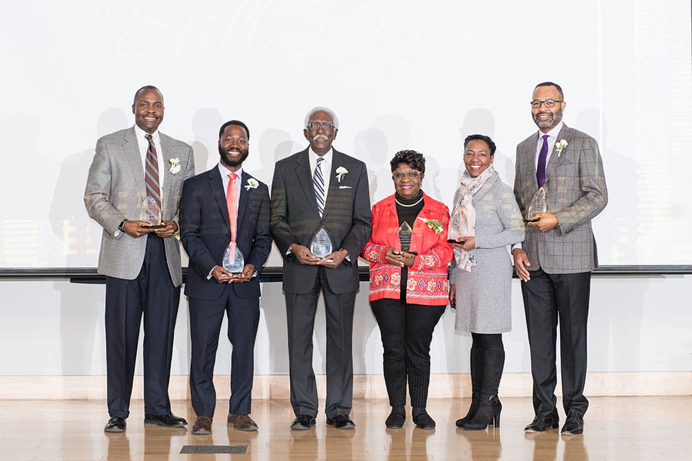 Honorees Dr. Titus Reaves, Phillip Griggs, Dr. James Hodges, Dr. Rose Delores Gibbs, Dr. Felesia Bowen and Dr. Isaiah L. Davis. Photos by Chris Smith/Chris and Cami Photography