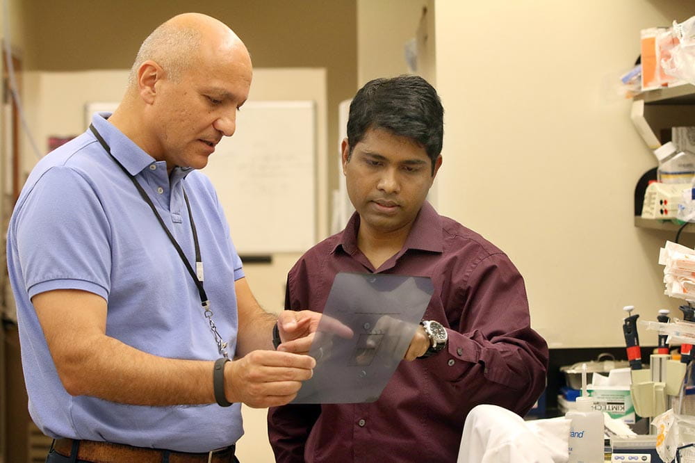 Besim Ogretmen and Shanmugan Panneer Selvam in the lab