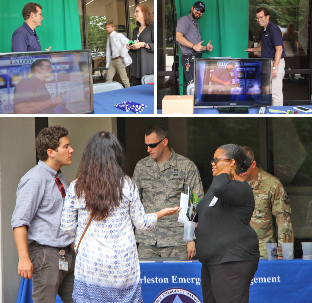 Collage of people talking at hurricane awareness day