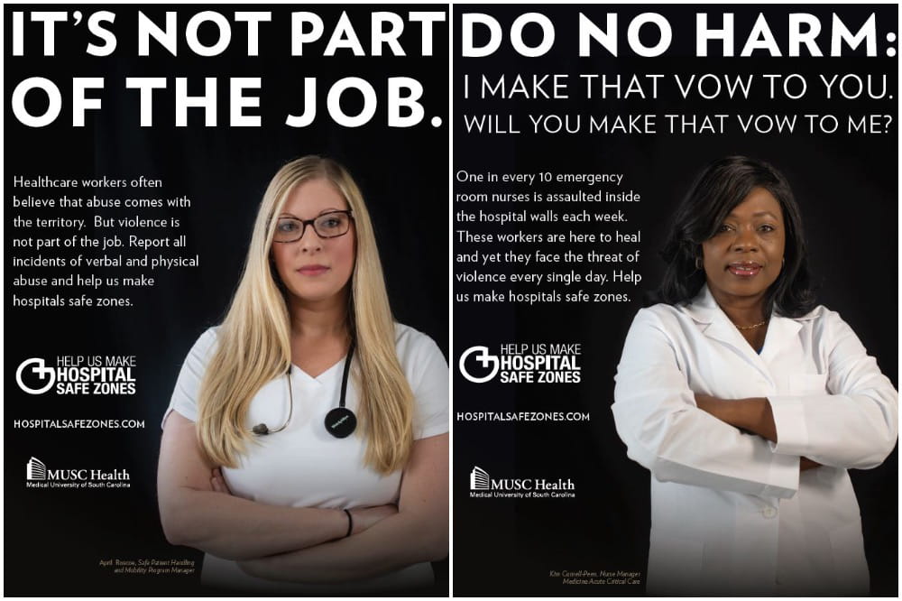 two workplace violence posters displayed in employee areas 
