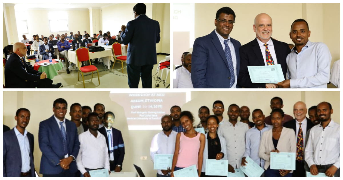 A collage of three photos, all of various attendees at Dr. G's latest workshop in Ethiopia.
