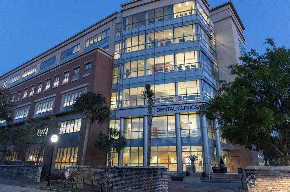 Exterior of MUSC's Dental Clinic Building at dusk