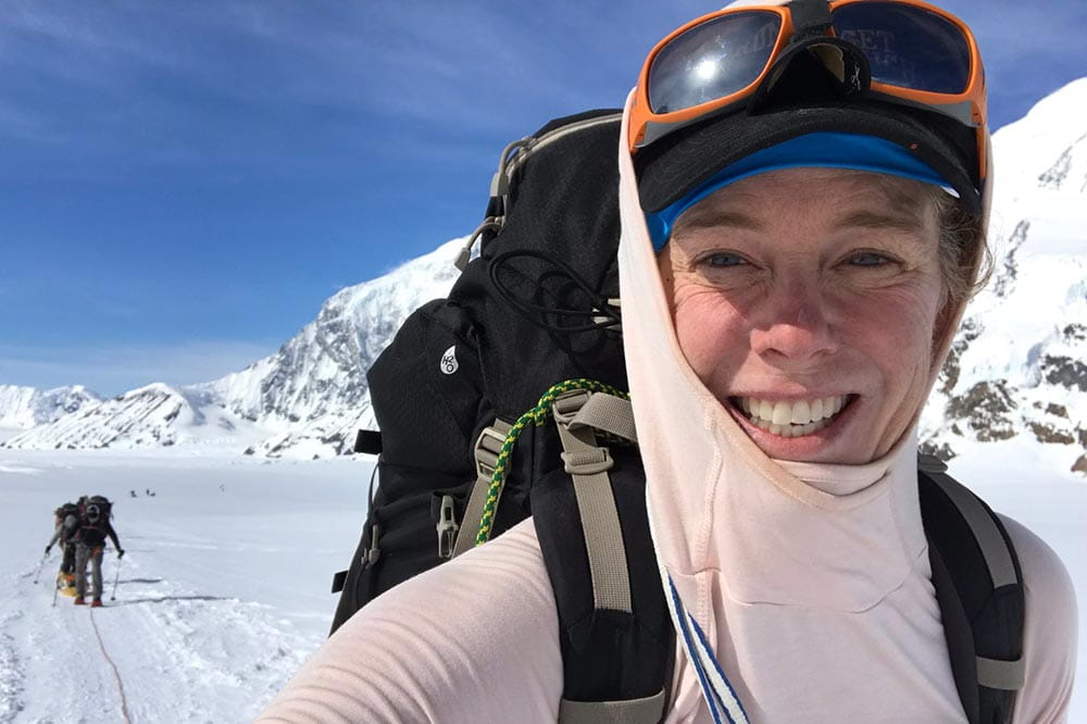 Cokie Berenyi on her way to the summit of Mount Denali