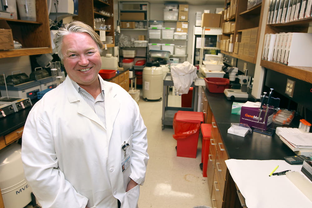 Dr. Stephen Duncan, chair of the Department of Regenerative Medicine and Cell Biology at MUSC, in his laboratory