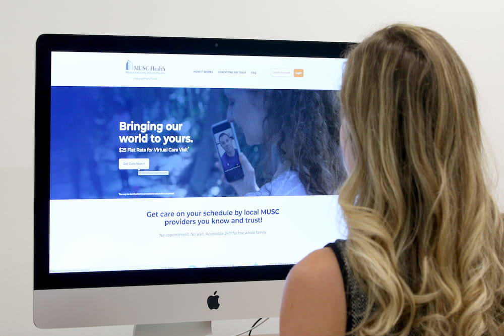 Photograph of someone engaging with MUSC Health Virtual Care