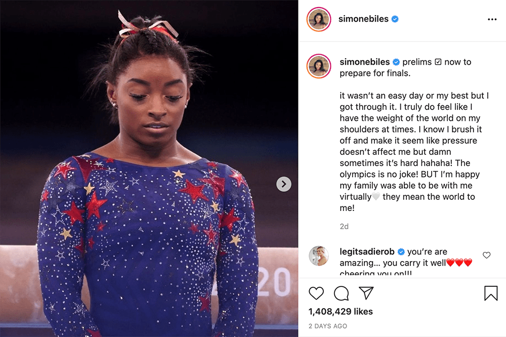 Gymnast Simone Biles from Instagram