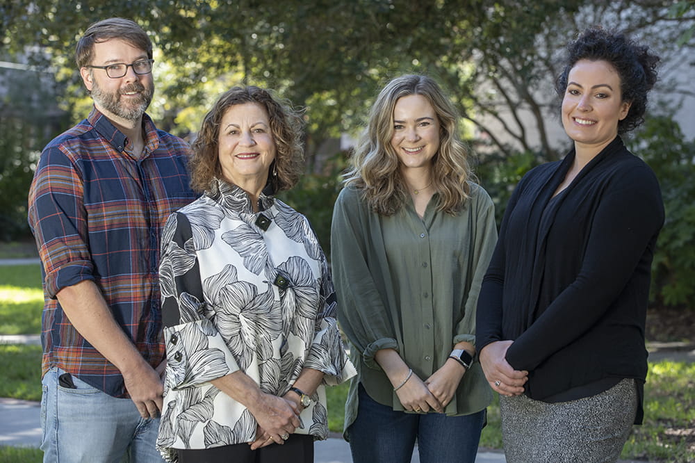 From Left to Right: Assistant Director of Science Communications Dr. Matthew Greseth, CGS Dean Dr. Paula Traktman, and SC-SWIFT interns Julia Lefler and Catherine Mills.