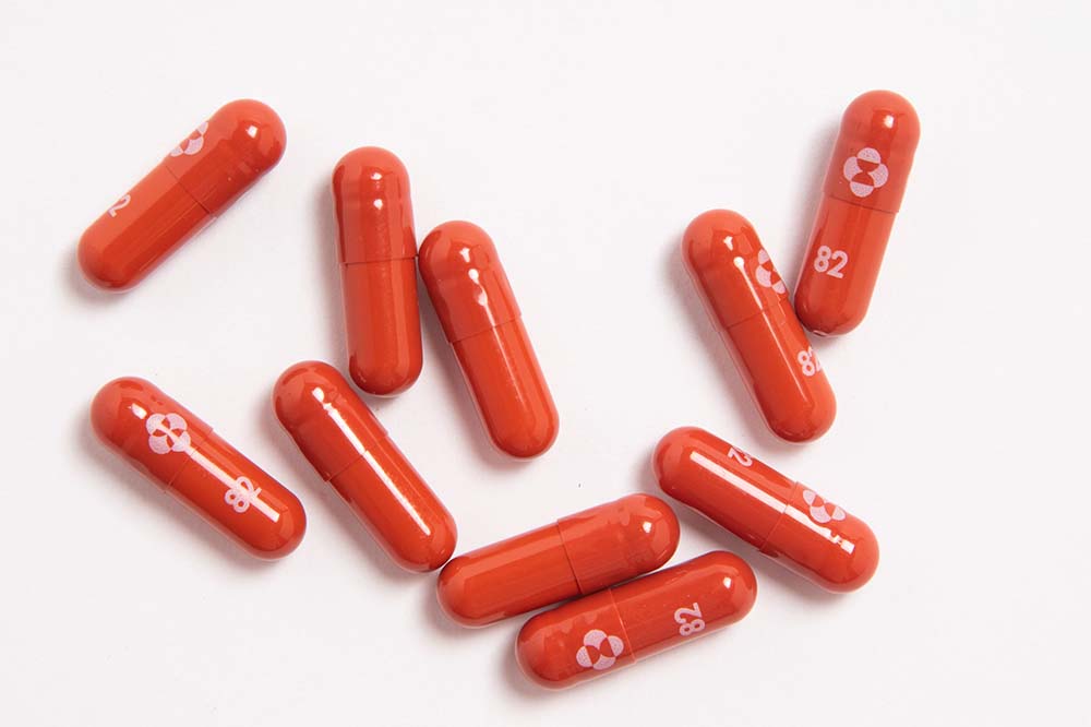 Red Merck antiviral pills for COVID.