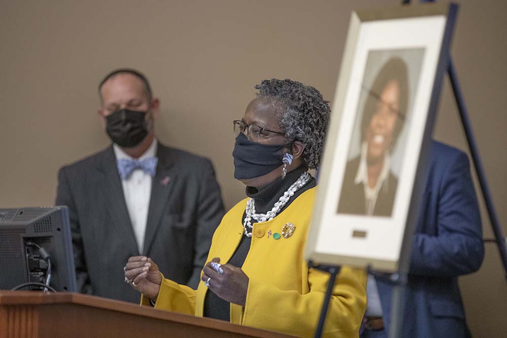 State Representative Gilda Cobb-Hunter speaks at Sickle Cell Center dedication.