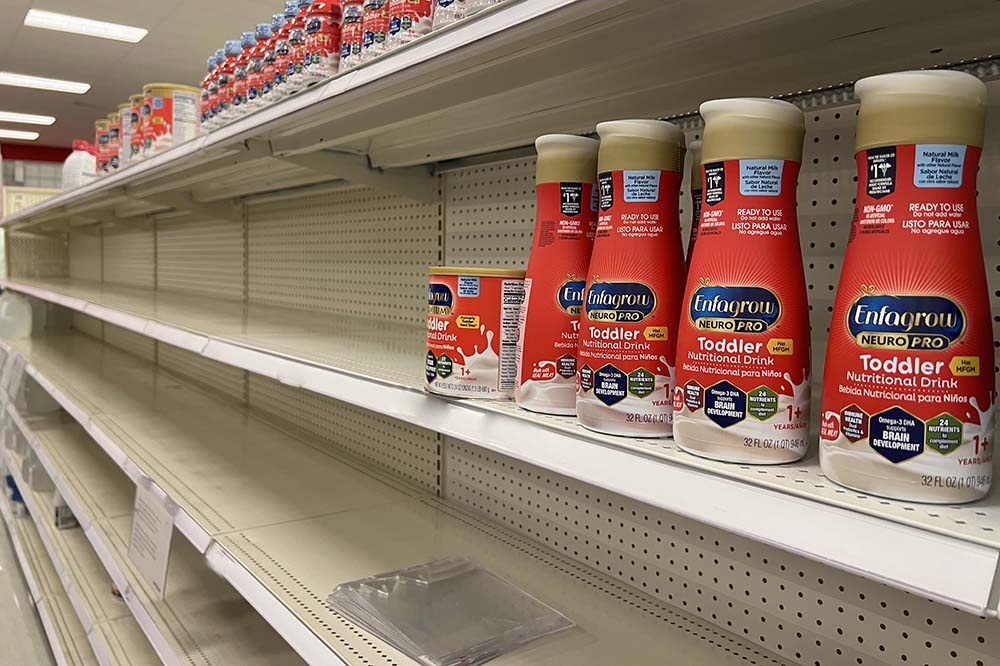 Shelves in the baby formula section of a Charleston area store are partly bare.