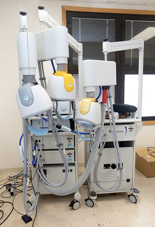 The Brainsway transcranial magnetic stimulation (TMS) machine. The different coils can help to treat different types of depression in patients.