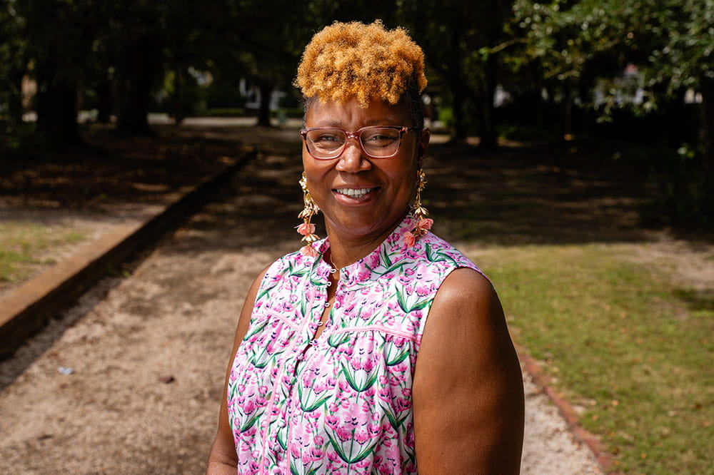 portrait of woman in park